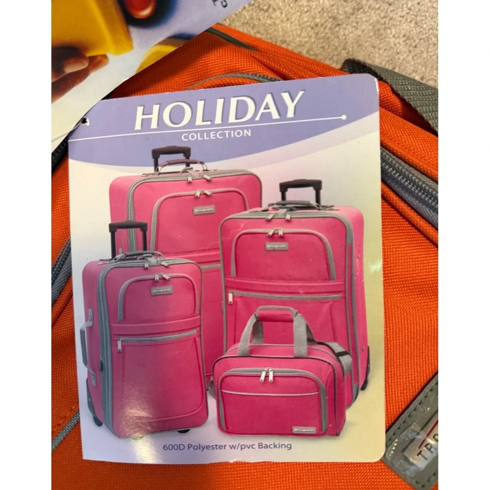 NEW Travel Select Travelers Choice 2 piece Luggage Carry On Orange Rolling Bag